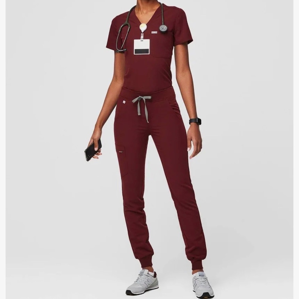 Figs Women's Burgundy Drawstring Jogger Scrub Pants